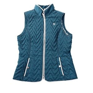 Ariat Women's Medium Ashley Insulated Teal Quilted Chevron Equestrian Vest